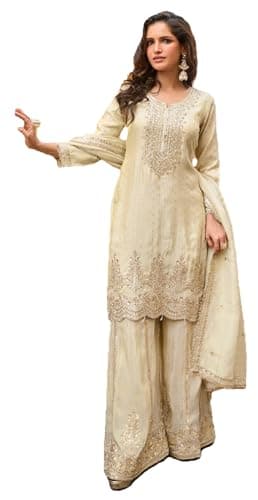 Shriva Fashion Indian Pakistani Women's Ready to wear ethnic Salwar Kameez Suit for Eid Party Wedding Festivals (3011) (White, 36)