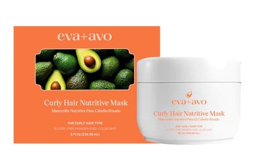 Eva + Avo Hair Nutritive Mask for Curly Hair, Deep Nourishment, Moisture Repair, Frizz Control, Soft Definition, and Natural Shine hair mask for damaged hair