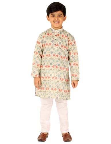 Pro-Ethic Style Developer Boy's Silk Indian Boys Kurta set | Traditional Wear | 15-16 Years | Pack Of 1 | Light Green (S-166)