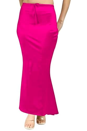 Chandrakala Satin Saree Shapewear for Women Seamless Stretchable Mermaid Sari Shaper Petticoat Girls,Pink,2XL-3XL (S118PIN7)