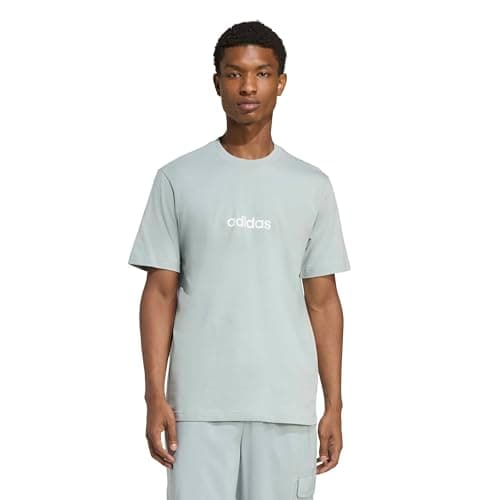 adidas Men's Essentials Linear Single Jersey T-Shirt, Wonder Sage/White, X-Large