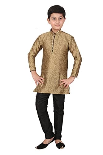 Pro-Ethic Style Developer Silk Kids Kurta Set for Boys | Indian Traditional Wear | Pack of 1 (BROWN, 4-5 Years)
