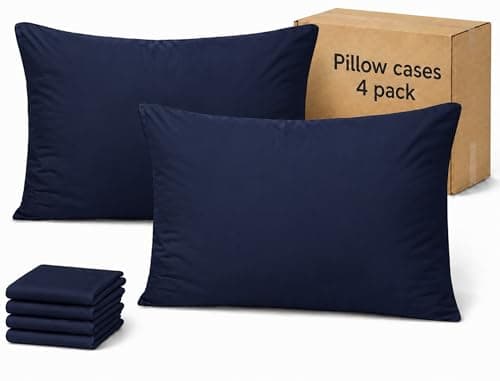 ZPECC Navy Pillow Cases Queen Size Set of 4, 20x30 Envelope Closure Pillowcases, Soft Plain Brushed Microfiber Covers Hypoallergenic Breathable