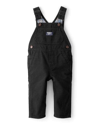 Oshkosh Boys World's Best Overalls, Black Herringbone, 24M