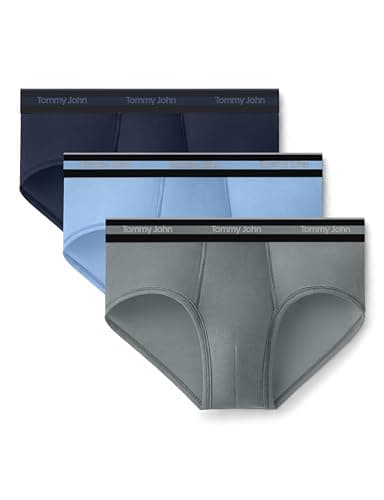 Tommy John Men's Comfort Micro Brief Underwear, 3-Pack, Dress Blues/Dutch Canal/Monument, Large