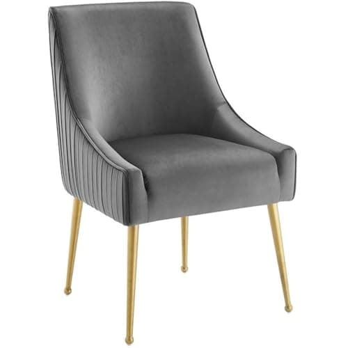 Modway Discern Pleated Back Up...ance Velvet Dining Chair, Gray