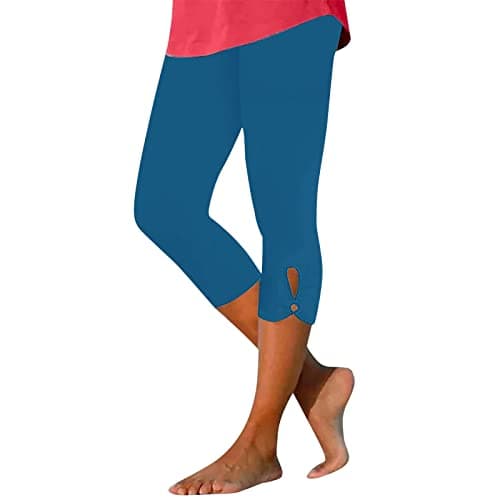 Yoga Pants Women Capri Length Womens Capris for Summer Dressy Cropped High Waist Yoga Pants Comfy Stretchy Leggings Workout Compression Pants Navy