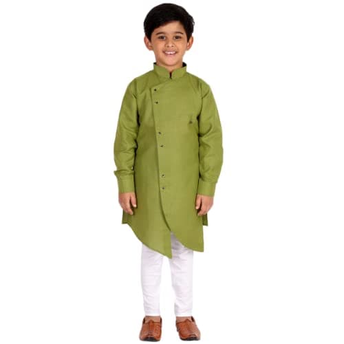 Pro-Ethic Style Developer Boy's Indian Kurta For Boys | Kids Ethnic Wear | Pack Of 1 (S-109) (Green, 9-10 Years)