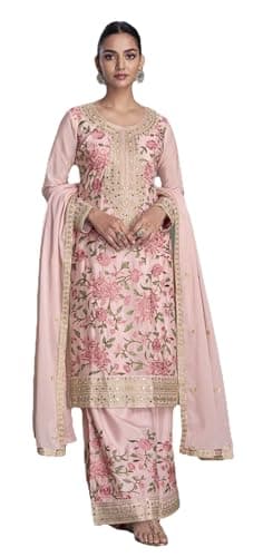 Shriva Fashion Indian Pakistani Ready to wear salwar kameez palazzo with embroidery work eid wedding party for women (2921) (Pink, 44)