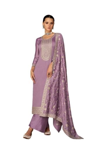 FABMIAMI Indian Pakistani Women's Salwar Kameez suit Set ready to wear embroidered plus size eid festival for women FM-11 (US, Numeric, 54, Regular, Regular, Purple)