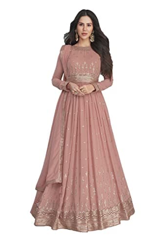 STELLACOUTURE indian pakistani party/wedding night heavy anarkali ready to wear salwar kameez suit for women 2554-O (Peach, 44)
