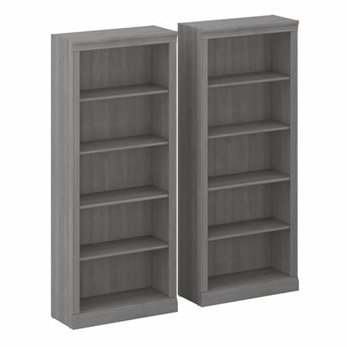 Bush Home Saratoga Tall 5 Shel...case - Set of 2 in Modern Gray