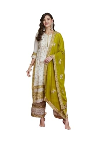 HSD indian kurta set embroidered pakistani suit party wear kurti with palazzo & dupatta