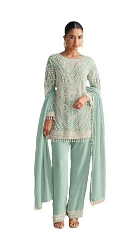 Shriva Fashion Indian Pakistani Women's Ready to wear ethnic Salwar Kameez Suit for Eid Party Wedding Festivals (2974) (Sky Blue, 44)