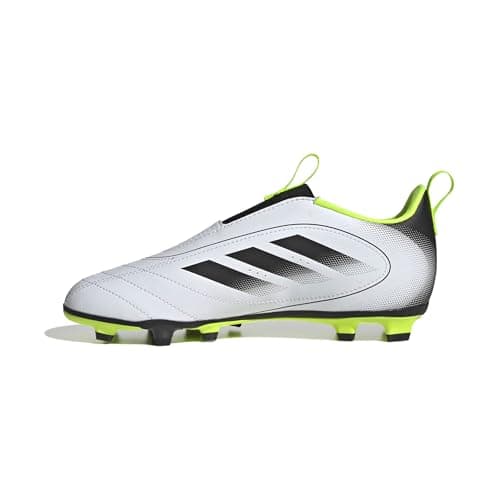 adidas Unisex-Kids Goletto IX Laceless Firm Ground/Multi Ground Soccer, White/Black/Lucid Lemon, 8