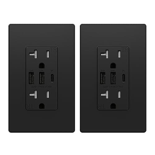 ELEGRP USB Outlets Receptacles... Included, 2 Pack, Matte Black
