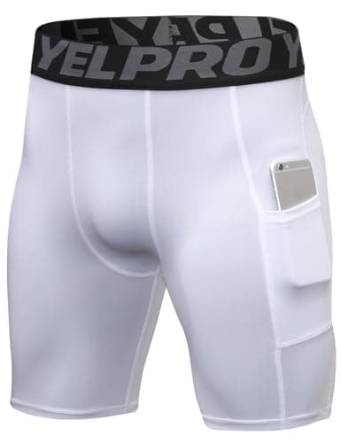 SPVISE White Compression Shorts for Men Spandex Sport Shorts Dry Fit Athletic Workout Running Performance Baselayer Underwear