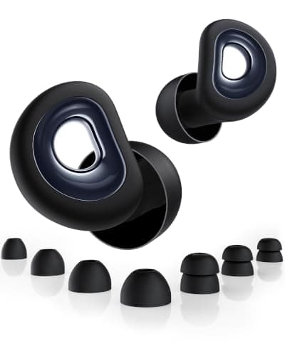 55dB Noise Reduction Ear Plugs for Sleeping, Reusable Noise Cancelling Earplugs for Snoring, Side Sleepers & Travel, Soft Silicone Hearing Protection for Concerts, Studying, Work, Airplane, 7 Ear Tips