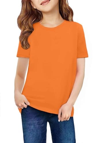 Arshiner Shirts for Girls Short Sleeve Round Neck Orange T-Shirt Tops for Girls