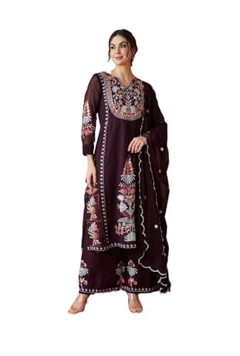 HSD indian kurta set embroidered pakistani suit party wear kurti with palazzo & dupatta