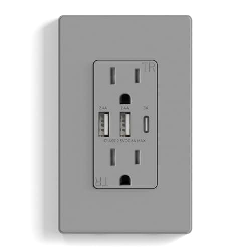 ELEGRP USB Outlets Receptacles...e Included, 1 Pack, Matte Gray