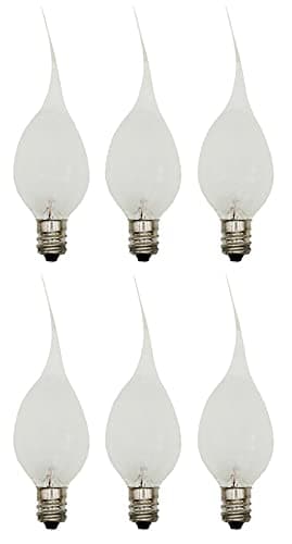 Creative Hobbies 5 Watt Silicone Dipped Country Candle Lamp Light Bulbs - Replacement Bulbs for Candles and Chandeliers - 6 Pack