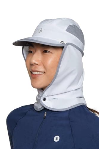 Sports Cap with Removable Neck Drape - UPF 50+ Sun Protection - Agility in White/Steel Grey