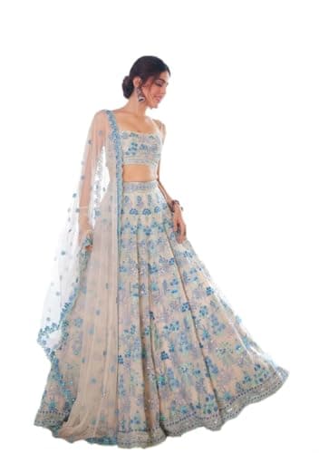 Indya Multicolor Embroidery Georgette Lehenga Set – Sleeveless for Wedding | Sleeveless | Indian Ethnic Wear