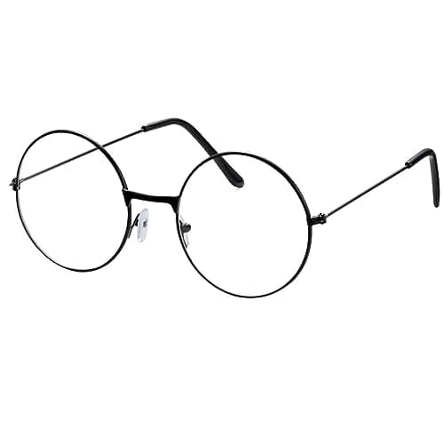 Spooktacular Creations Halloween Black Wizard Glasses, Old Men Round Wire Costume Glasses Accessory for Men Women Halloween Dress Up, Halloween Costume Prop