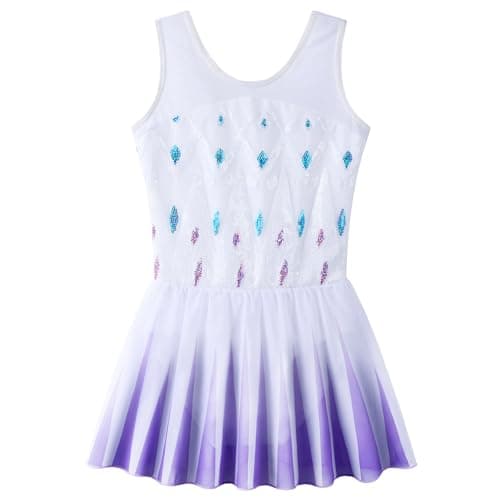 BAOHULU Girl's Ballet Dance Leotards Tutu Skirted Dress Ballerina Dancewear B194_SquarePurple_L