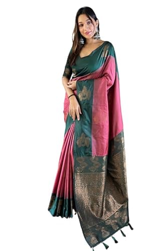 SGF11 Women's Kanjivaram Soft Silk Saree With Blouse Piece (Maroon) 6.3metres