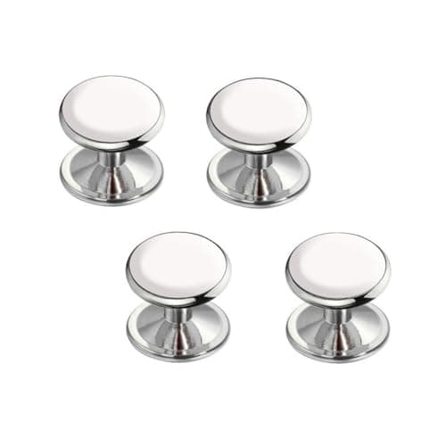 VAMA FASHIONS Silver Plated Cufflinks Tuxedo Shirt Suit Sherwani Blazer Coat Cuff Links Studs Kurta Buttons For Men, Length = 11 mm, Width = 10 mm, Heigth = 10 mm, Metal, No Gemstone