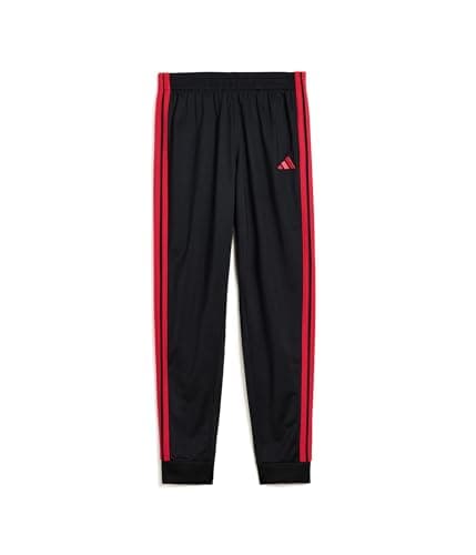 adidas, Boys, 3-Stripe Tricot Joggers (Big Kid), Black/Red, Size: Large, Inseam: 29, Big Kid