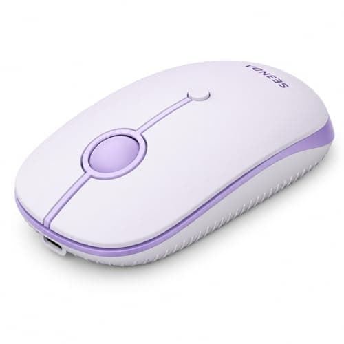 seenda MOU001 Bluetooth Wireless Mouse, 3-Device Connection (USB & Dual Bluetooth), Ergonomic Mouse for Laptop, Rechargeable Quiet Click Computer Mouse, 3-Level DPI for Windows, Mac Chromebook,Purple