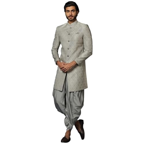 KISAH Men Regular Kurta Jacket Set KA-7171-D129-38 Grey