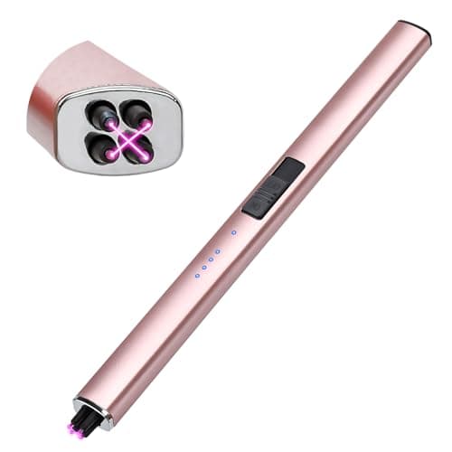 Electric Candle Lighter Rechargeable USB: Mothers Day Birthday Gifts for Mom Women Her Windproof Flameless Dual Arc Camping Kitchen Lighters for Candle Safety Lock Christmas Stocking Stuffers