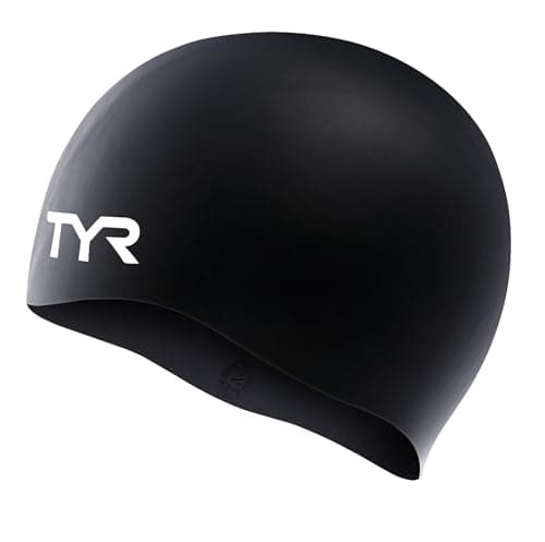 TYR Silicone Swim Cap for Men ...ining & Competition Cap, Black