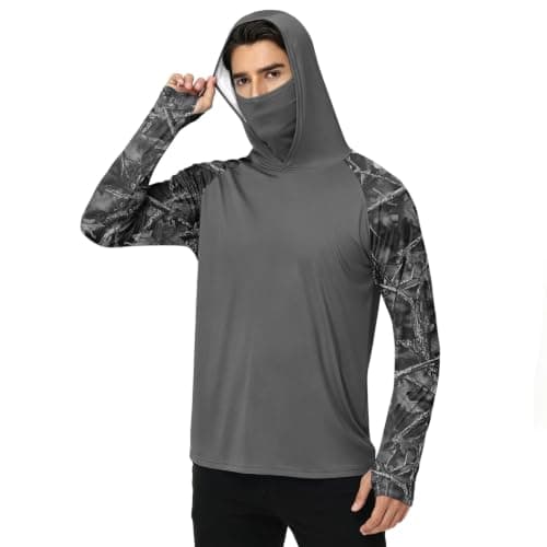 Long Sleeve Fishing Shirts for Men Playeras para El Sol De Trabajo Hombre Face Mask Lightweight Upf50 Sunshirt Sun Hoodie Beach Summer Shirt Mens Long Sleeve Sun Protection Shirts Black Large