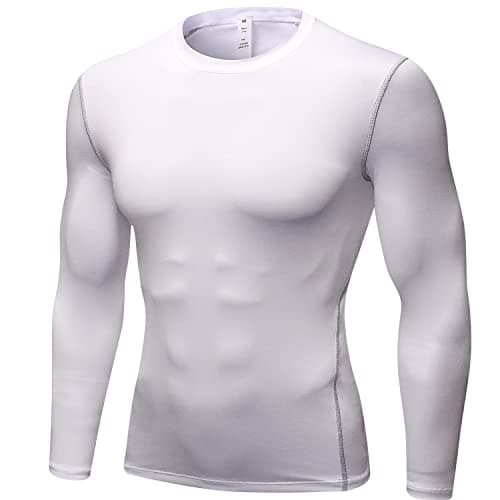 SPVISE White Compression Shirt Men Long Sleeve Quick Dry Athletic T-Shirts Gym Tops Workout Base Layer Undershirt Sports Gear