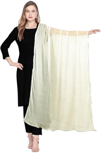 Chandrakala Dupatta for Women, Shawl Scarf Wrap Chunni,Off-White (D289OFF)