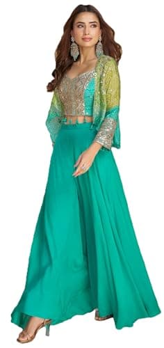 STELLACOUTURE Women's ready to wear salwar kameez Blouse&Jacket Paired indian wedding party premium suit 2947-O (Teal, 36)