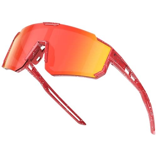 Laocalo Youth Sports Baseball Sunglasses Lightweight Kids Polarized Sunglasses Softball Cycling for Boys Girls Age 3-12, Red