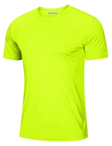 Short Sleeve Shirts for Men Sun Protection T-Shirts UPF 50+ Ultra Breathable Shirts Moisture Wicking Baselayer Casual Shirts Fluorescent Green