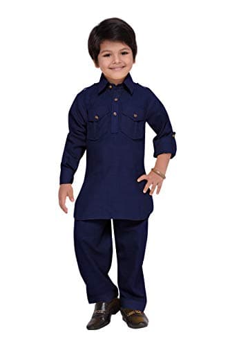 AJ DEZINES Boys India Ethnic Wear Pathani Suit for Kids || Diwali Outfit (9-10 Years) Blue