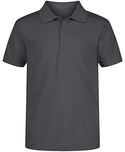 Nautica Boys' School Uniform Short Sleeve Performance Polo, Dark Charcoal, 18-20
