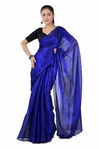 Women’s Silk Saree with Blouse Piece | Soft Lightweight Traditional Indian Sari for Wedding, Party & Festive Wear (Blue)