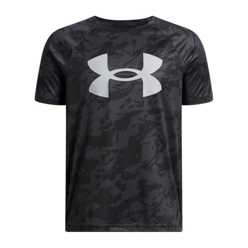 Under Armour Boys' Tech Big Logo Printed Short-Sleeve T-Shirt, (020) Black / / Mod Gray, Large