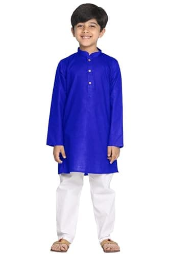 Chandrakala Kids Kurta Set for Boys Indian Ethnic Wear, Royal Blue, 12-14 Years (KK117ROY12)