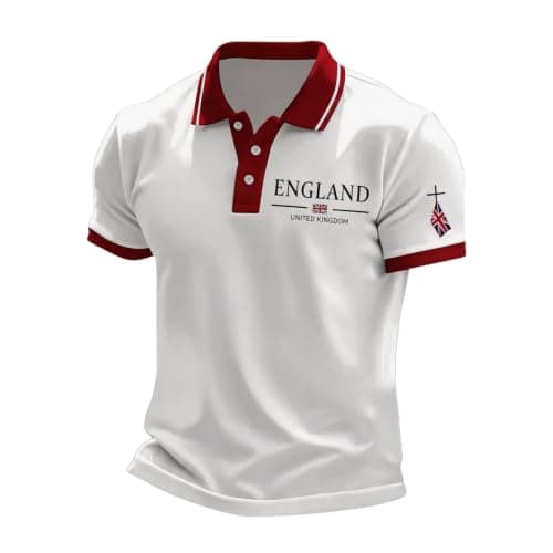 Mens England Soccer Jersey Camisa De Inglaterra Futbol 2026 Flag Printed Camiseta De Inglaterra Mundial 2026 World Football Fans Soccer Cup Mens Polo Shirts Summer Sport Shirts for Men England Jersey