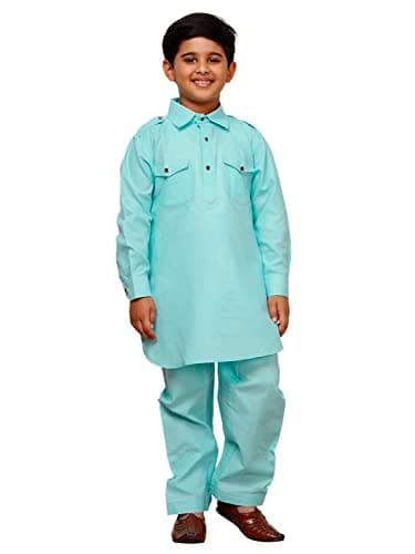 Pro-Ethic Style Developer Boys Cotton Pathani Kurta set for kids | Indian Traditional wear | 5-6 Years|Sky Blue